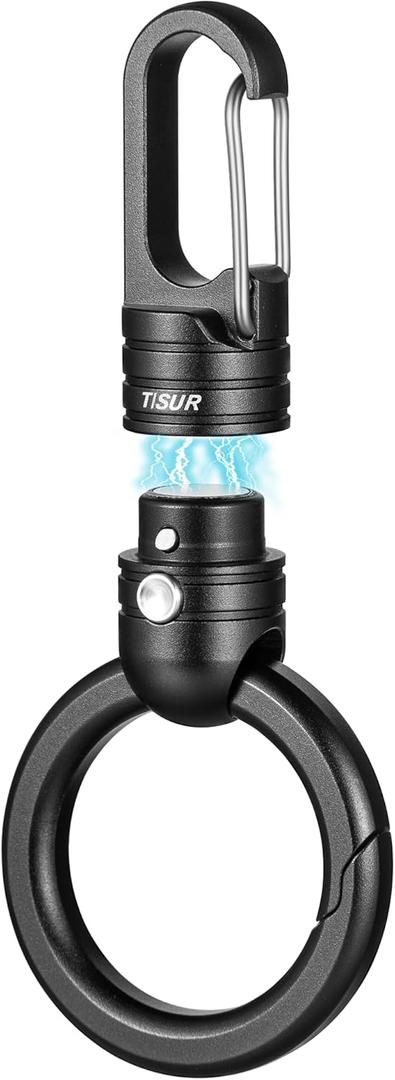 TISUR Magnetic Quick Release Keychain Clip, Small Carabiner Clip Holder,Detachable Key Chain hook with Snap Key Ring for Car (Black (1-pack))