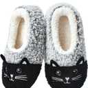 Cute Slippers for Women & Kids, Fuzzy Animal Slipper Socks with Non-slip Soles, Unique Funny Gifts (Gray)