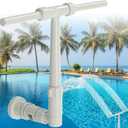 Dual Spray Pool Fountain, 10-20F Cooler Water for Above/In-Ground Pools, Dual Spray Waterfall Sprinkler Fountain, Adjustable Waterfall Cooling and Relaxation (Upgraded Gray included 3inch Tube)