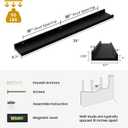 Solid Oak Wood Picture Ledge Shelf, 36 Inch, Black, Set of 2