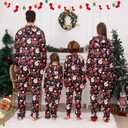 ANGELGGH Family Matching Christmas Onesie Pajamas, Vacation Cute Printed One Piece Pajamas, Xmas Hooded Holiday Sleepwear (8-10 Years, Joy Santa)