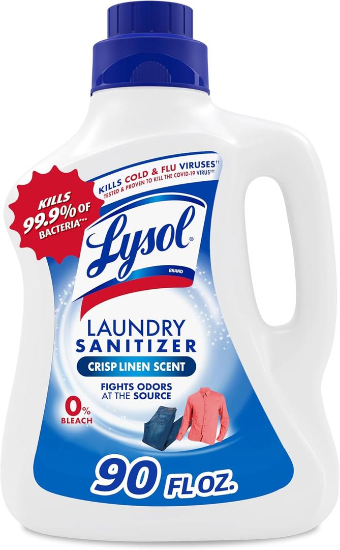 Lysol Laundry Sanitizer Additive, Bacteria-Causing Laundry Odor Eliminator, Detergent Additive, Crisp Linen, 90oz (90 Fl Oz (Pack of 1))