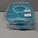 2 x Patent Design Ribbed Snackle Box Container Divided Serving Tray with Lid and Handle -Charcuterie Container Portable Storage Organizer for Candy, Fruit, Beach, Picnics1 pcs, Lake blue