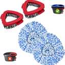 Mop Replace Head for O Cedar 2 Tank System, Mop Heads Replacements for Ocedar Rinse Clean Mop, Mop Heads Include 2 Pack Spin Mop Refills and 2 Pack Scrubber Mop Head for O-Cedar 2 Tank Spin Mop