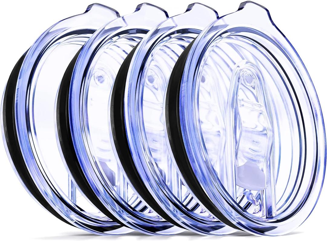 4 Wine Tumbler Lids, 12 oz Spill Proof 2.9 inch Diameter (Outer Rim) Lids for Wine Mugs - No Leak Design Splash Resistant Replacement Silicon Sliding Covers, Pack of 4 Insulated Cover