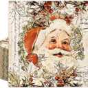 JarThenaAMCS 80Pcs Christmas Paper Napkin Vintage Santa Claus Disposable Luncheon Napkin Retro Dessert Dinner Hand Napkins for Winter Birthday Baby Shower