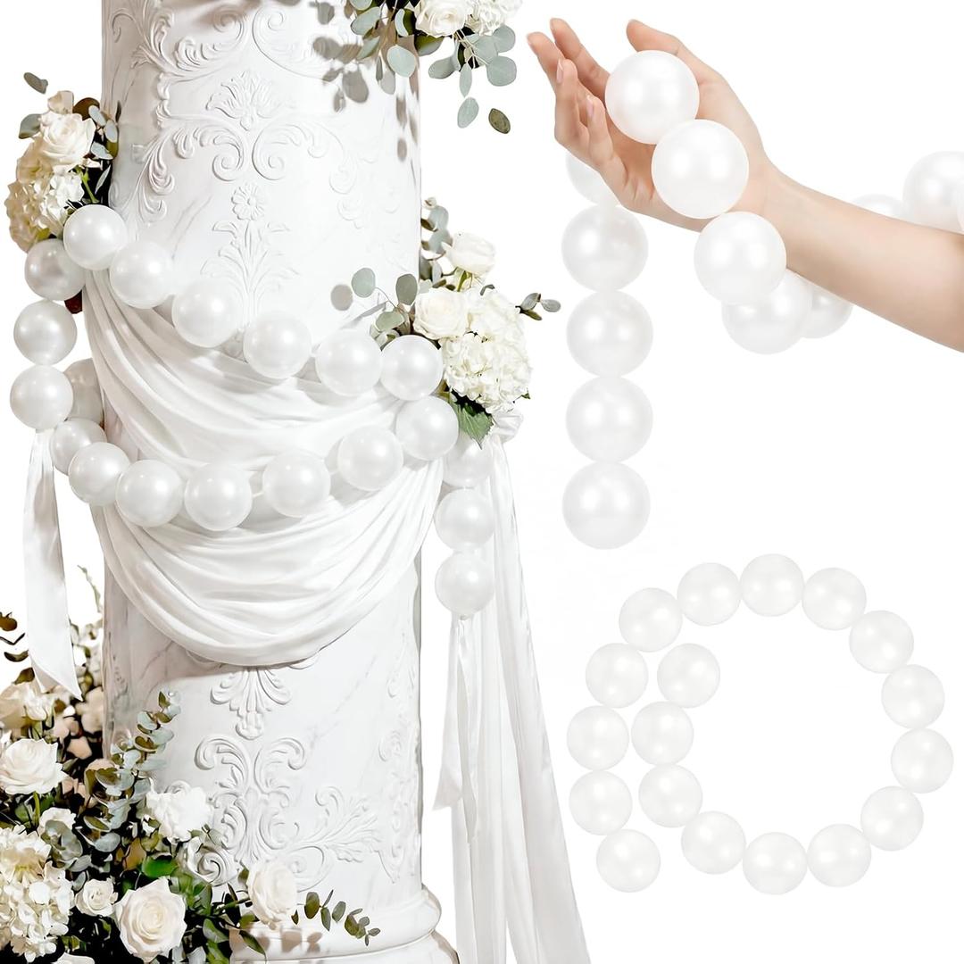Wedding Arch Backdrop Pearl Bead Arch Decoration for Wedding Bridal Shower Engagement Baby Shower Photo Background Decoration and Decor DIY Craft(White,2.16inch X 40inch,Plastic)