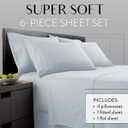 Danjor Linens Bed Sheet Set Cal King for Hot Sleepers, Hotel Premium Sheets with 4 Pillowcases, Lightweight Brushed Microfiber Deep Pockets, Breathable Cooling 6 Piece Bedding Sets, Ice Blue