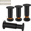 4 Pcs Adjustable Height Furniture Support Legs 4.72-7.48 inch [with Screws], Metal Adjustable Furniture Legs for Bed/Sofa/Cabinet/Couch/Dresser/Table Heavy Bed Replacement Legs (Black)
