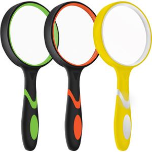 3 Pack Magnifying Glass, 75mm Magnifying Glass with Non-Slip Rubber Handle, Suitable for Reading Newspapers,Suitable for Seniors