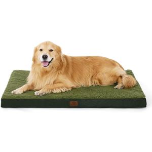 Bedsure XL Dog Bed Large Sized Dog -Orthopedic Waterproof Extra Large Pet Beds with Removable Washable Cover, Egg Crate Foam Mat, Suitable for Pet Up to 100 lbs (Dark Green)