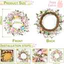Timer - 20 Inch Easter Wreaths for Front Door Easter Decorations, Easter Wreath with 20 LED Lights Colorful Eggs Flowers Leaves Berried Spring Wreath Decor for Home Holiday Farmhouse Indoor Outdoor