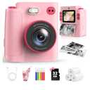 Kids Camera Toys for 3 4 5 6 7 8 9 10 Year Old Girls Boys, Christmas Birthday Gift with 1080P HD Digital Camera, 32GB SD Card, Selfie Mode, Fun Filters, Portable Travel Toy - Pink
