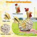 Outdoor Farmhouse Funny Chicken Statues Garden Cute Chicken Decorations Resin Animal Figurines Hen Yard Art Sculpture for Farm, Garden, Patio, Lawn, Outside Home Hen Decor
