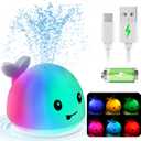 Gigilli Upgraded Baby Bath Toys, Rechargeable Light Up Bath Toys for Kids 1-3, Baby 6-12 12-18 Months Whale Bath Toy Sprinkler, Fountain Bathtub Toys Toddler Newborn Birthday Gifts