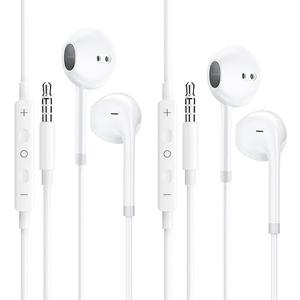 2-Pack Wired Earbuds Headphone with 3.5mm Jack Earphone (Built-in Microphone & Volume Control) Compatible with iPhone,iPad,iPod, Computer, Laptop, Mp3/4, Android Most Audio Devices, White