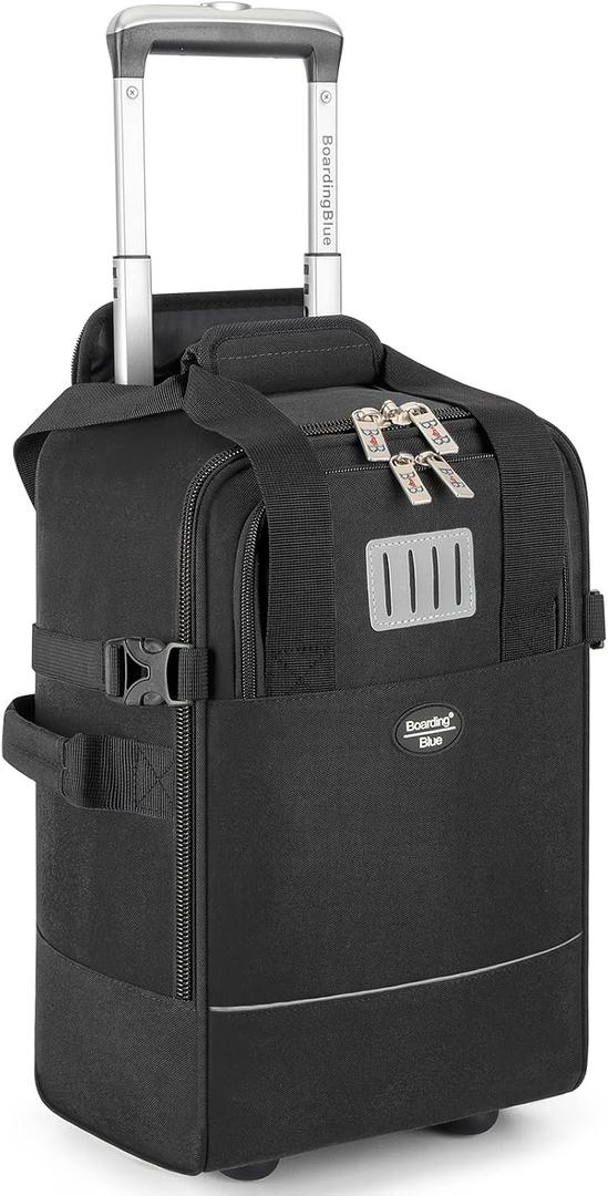 Boardingblue 17x10x9 Inches United Airlines Rolling Personal Item Under Seat Travel Bag Suitable For Major Airlines, Not Suitcase, Rolling Travel Bag Design (Black, 17x10x9 Inches)