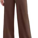 ESOFT Womens Dress Pants 27"/29"/31 Business Work Pants Wide Leg Pull On High Waisted Casual Stretchy Trousers Pockets (Brown, XS)