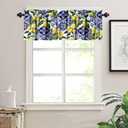 Blue Tiles Lemon Valance Curtain, Summer Fruit Chic Valance Window Treatments Short Curtains for Kitchen Farmhouse Living Room Bathroom 54x18inch