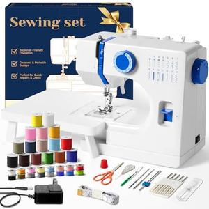 Verdanika Mini Sewing Machine, Dual Speed Double Needle, 14 Stitch Portable Sewing Machine for Beginners, Adults, Home Use