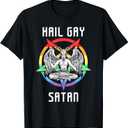 Funny Hail Gay Satan LGBT Goth Gay Pride Baphomet T-Shirt S