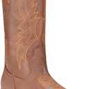 IUV Cowboy Boots For Women Western Boots Cowgirl Boots Pull On Pointy Toe Mid Calf Boots (8 Wide, Brown)