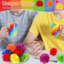 Syhood 50 Pcs Pride Rainbow Flower Bulk Gay Day Decoration Mexican Marigold Flowers Decoration Rainbow Lesbian Party Favors Tropical Pride LGBT Accessories Lais Hawaiian Luau Party Decorations