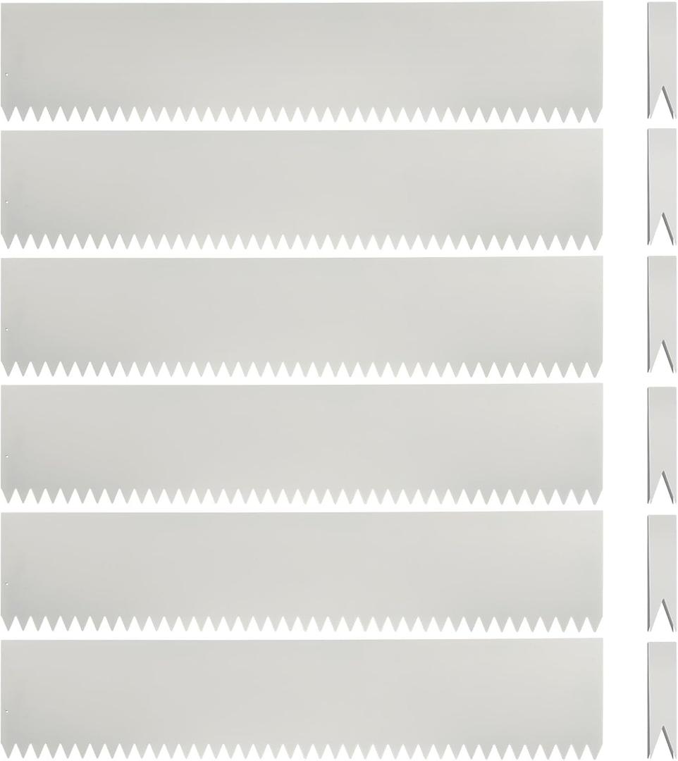 Landscape Edging Kit, Galvanized Steel Edging Landscape Lawn Edging Powder for Lawn Yard, Coated Bendable Metal Strips, No-Dig Hammer-in Edging Border w/Clips (8 INCH 6 PCS, White)