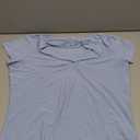Women Shirt Short Sleeve V Neck  Tunic Tops Tshirt Light Blue S