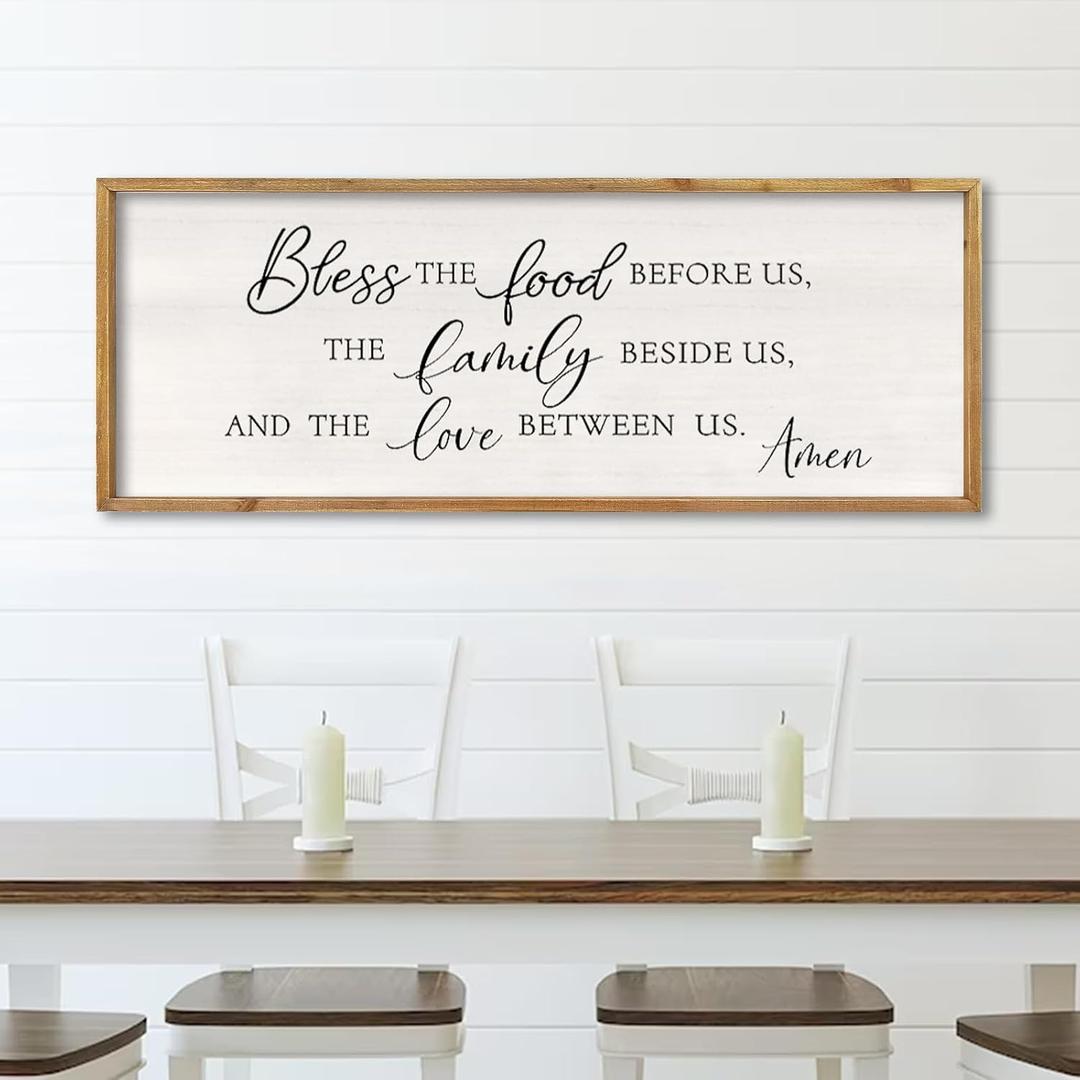 comurdyo Bless the Food Before Us Wall Decor Sign 40" X 15" Wood