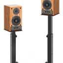 Adjustable Bookshelf Speaker Stands Pair, 20-27.5 Inch All-Metal Heavy Duty Holds 100lbs Universal for Surround Sound with Cable Management