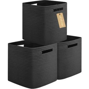 OIAHOMY Storage Cubes, 13 Inch Cube Storage Organizer, Collapsible Storage Bins, Baskets for Organizing, Storage Bins for Shelves-Black, 3-PACK