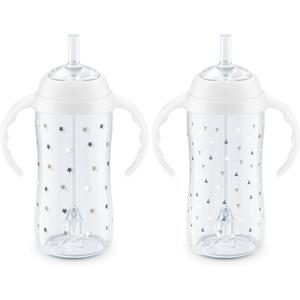 NUK Learner Straw Cup, 10oz, 2-Pack - Toddler Sippy Cup with Soft Straw for Easy Drinking, Suitable for Ages 8 Months and Up, Timeless Collection