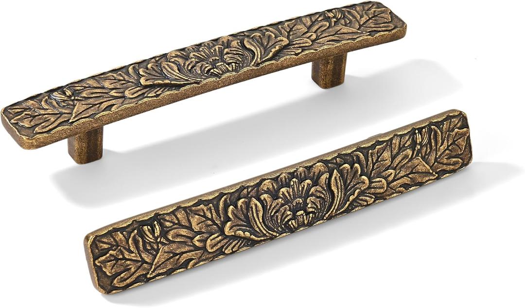 6 Pack 3 inch Antique Brass zinc Alloy Hardware Vintage-Antique-Bronze Cabinet Drawer Handle is Suitable for Sideboard, Jewelry Box, Kitchen and Bathroom Furniture Cabinet Pulls