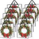 10 Pcs Wreath Storage Bag, 26inch Christmas Storage Bags with Zipper and Handles Garland Container Clear Moving Bags for Holiday Decoration Organizer College Carrying, Bedding, Toys Organizer