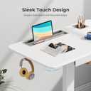 Mobile Standing Desk with Drawer, 28" Rolling Desk with Cup Holder and Hooks, Portable Laptop Cart on Wheels, Height Adjustable Workstation with Storage for Home Office, White