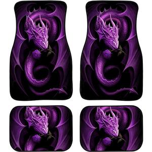 KEIAHUAN Purple Dragon Car Floor Mats for Women Men Gift Full Set of Front & Rear Anti-Slip Foot Mat All Weather Universal Fit for Auto Cars Sedan SUV Automotive Interior