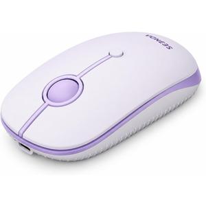 seenda MOU001 Bluetooth Wireless Mouse, 3-Device Connection (USB & Dual Bluetooth), Ergonomic Mouse for Laptop, Rechargeable Quiet Click Computer Mouse, 3-Level DPI for Windows, Mac Chromebook,Purple