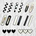 14 PCS Acrylic Cute Checker Hair Clips, Simple Geometric Duckbill Clips, Korean Styling Minimalist Hair Barrettes for Women and Girls Hair Accessories(Black and White)