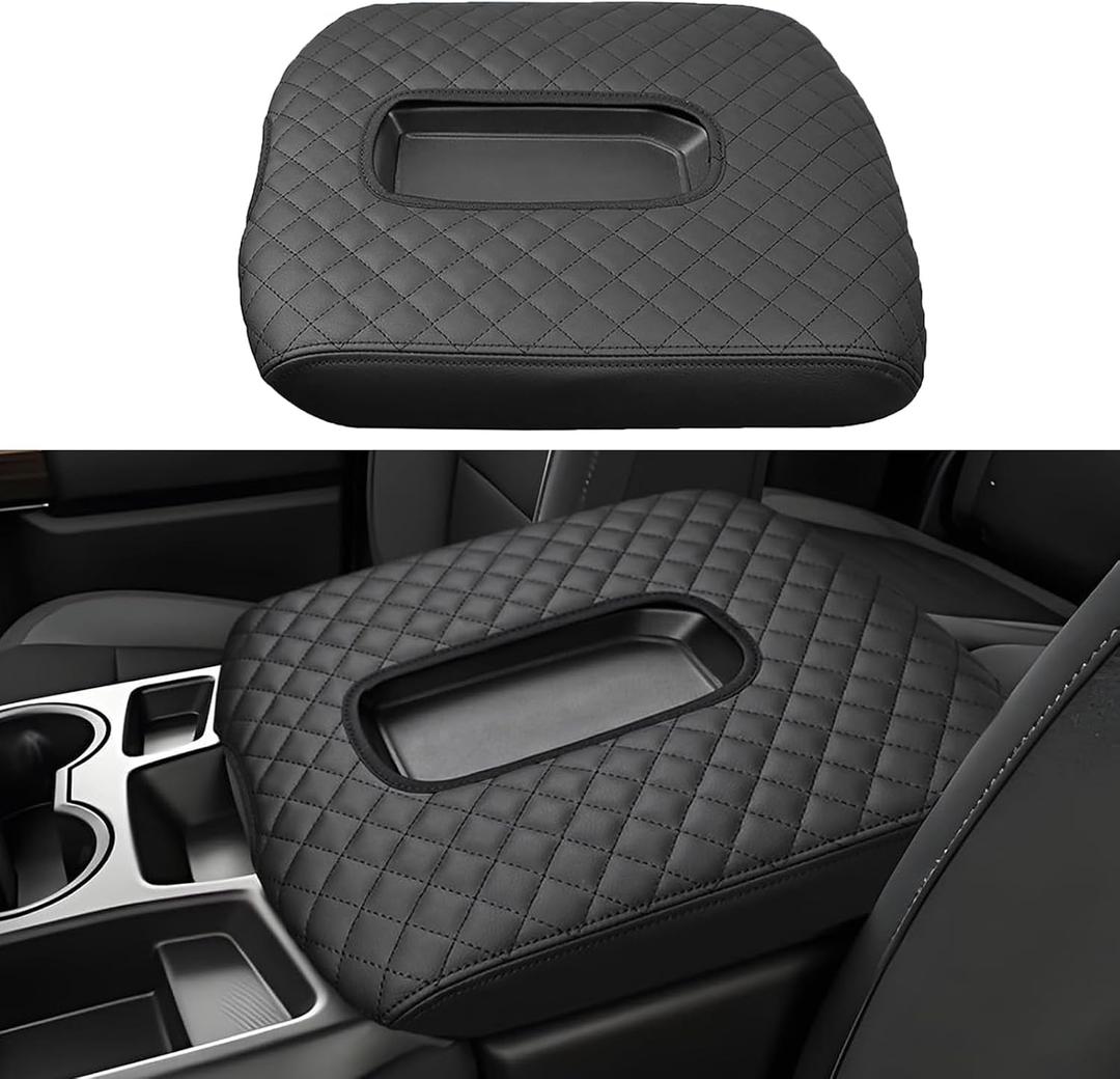 Diamond Quilted Armrest Cover for Chevrolet Silverado 1500 & GMC Sierra 2019-2026,Center Console Middle Lid Cushion Pad Protector for Chevy 2026 2025 2024 2023 Accessories (Jumnp Seat Only)