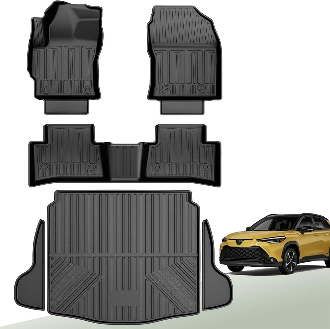 Original 2022-2026 Corolla Cross (ONLY FWD) Floor Mats & Cargo Liner for Toyota Corolla Cross SUV - Custom Fit Floor Liners and Trunk Mat for Corolla Cross (Not Fit AWD/Hybrid/Hatchback)