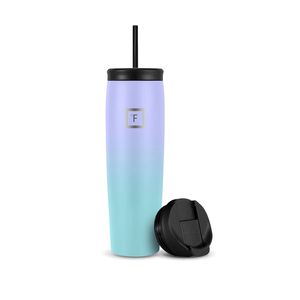 IRON °FLASK Nomad Tumbler - 2 Lids (Straw/Flip), Vacuum Insulated Stainless Steel Bottle, Double Walled, Drinking Cup, Thermos Coffee Travel Mug, Water - Cotton Candy, 28 Oz