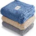 Luciphia 1 Pack 3 Calming Dog Blanket Fluffy Premium Fleece Pet Blankets Soft Sherpa Throw for Dogs Puppy Cat Grey/Beige/HazeBlue Medium (30" x20")