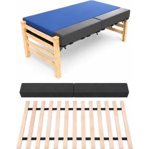 Leinuosen 13 Pcs Dorm Bed Expansion Kit, Twin XL to 48inch Frame Converter, Horizontal Bed Slats and 2 Foam Side Pad, 10 Straps Wood Bunkie Board Enhance Mattress Support for College Dorm Room