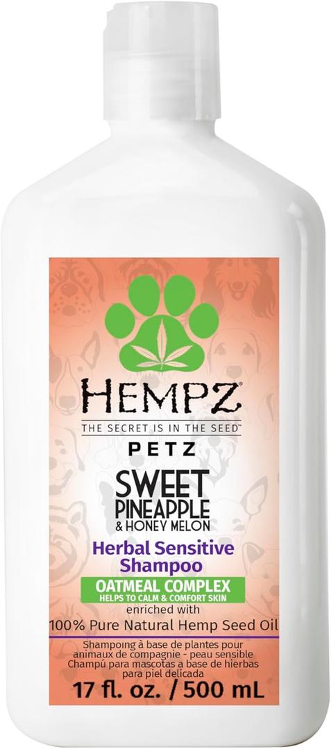 Hempz Petz, Dog Shampoo, Sweet Pineapple & Honey Melon Herbal Sensitive Shampoo, Soothing Oatmeal Complex,17 oz.