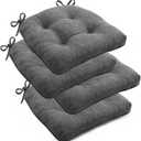 Chair Cushions Set of 4 for Dining Chairs, 16.5"x15.5" Kitchen Chair Pads with Memory Foam, Non-Slip Bottom & Ties, Tufted Indoor Seat Cushions for Home Use  Dark Grey