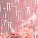 40Pcs Pink Bow Wall Decor, DIY Bow Photo Backdrop, Ribbon Bows Garland, Pink Bows Party Decor for Women Girls Birthday, Baby Shower, Bachelorette Wedding Party, Room Bedroom Decor