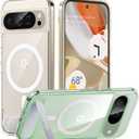 TORRAS Magnetic & Stand for Google Pixel 9 Pro Case/Pixel 9 Case, Fit for MagSafe, 12FT MilGrade Drop Protection, Slim Fit for Google Pixel 9/9 Pro Phone Case with Builtin Kickstand, Crystal Clear