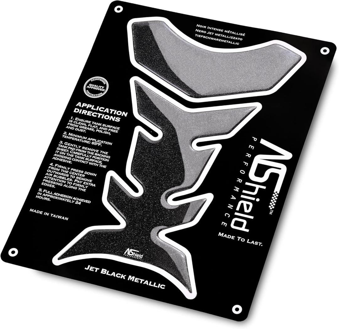 Motorcycle Tank Pad Gas Tank Protector, 3D Motorcycle Tank Sticker Protector Decal Gas Oil Fuel Tank Pad Protector for Suzuki Kawasaki Honda Yamaha Ducati BMW - Jet Black Metallic