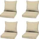 Arden Outdoor Deep Seat Cushion Set (4-Pack), 22 in x 24 in, Weather-Proof, Rain-Proof, Fade Resistant Patio Cushion for Chair, Sofa, and Couch Tan Leala